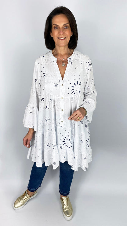 Bandana print tiered cotton tunic | 4 Colours