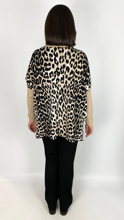 Animal print turtle neck poncho jumper | 2 Colours