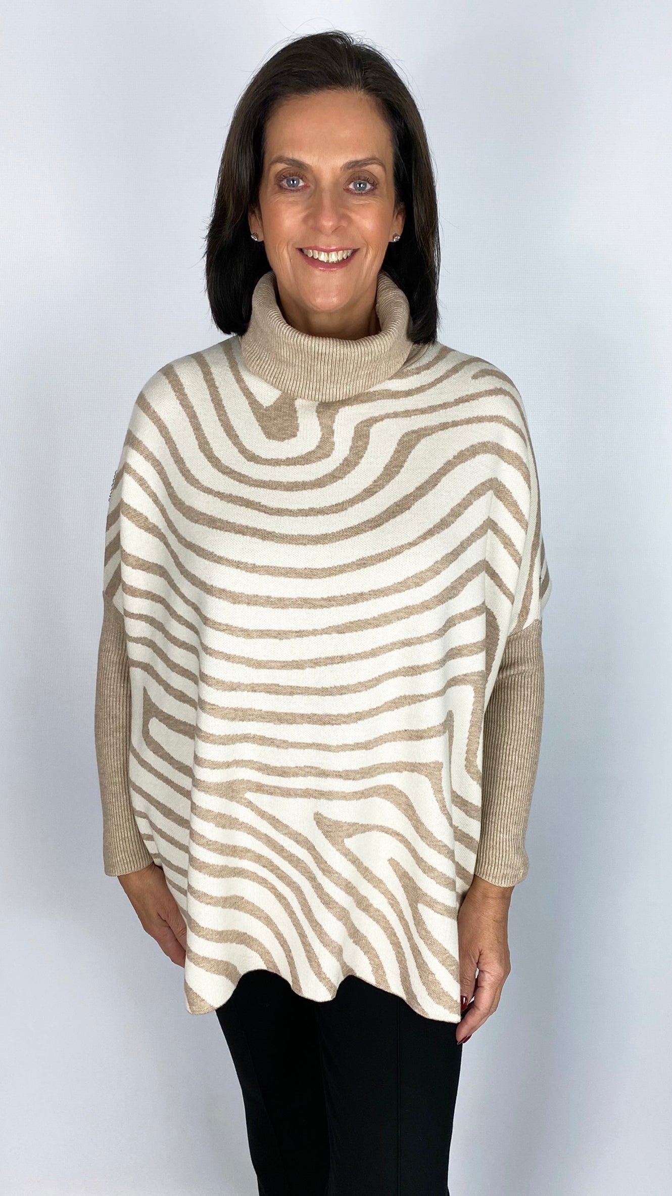 Zebra print rollneck poncho jumper | 4 Colours | last 1s