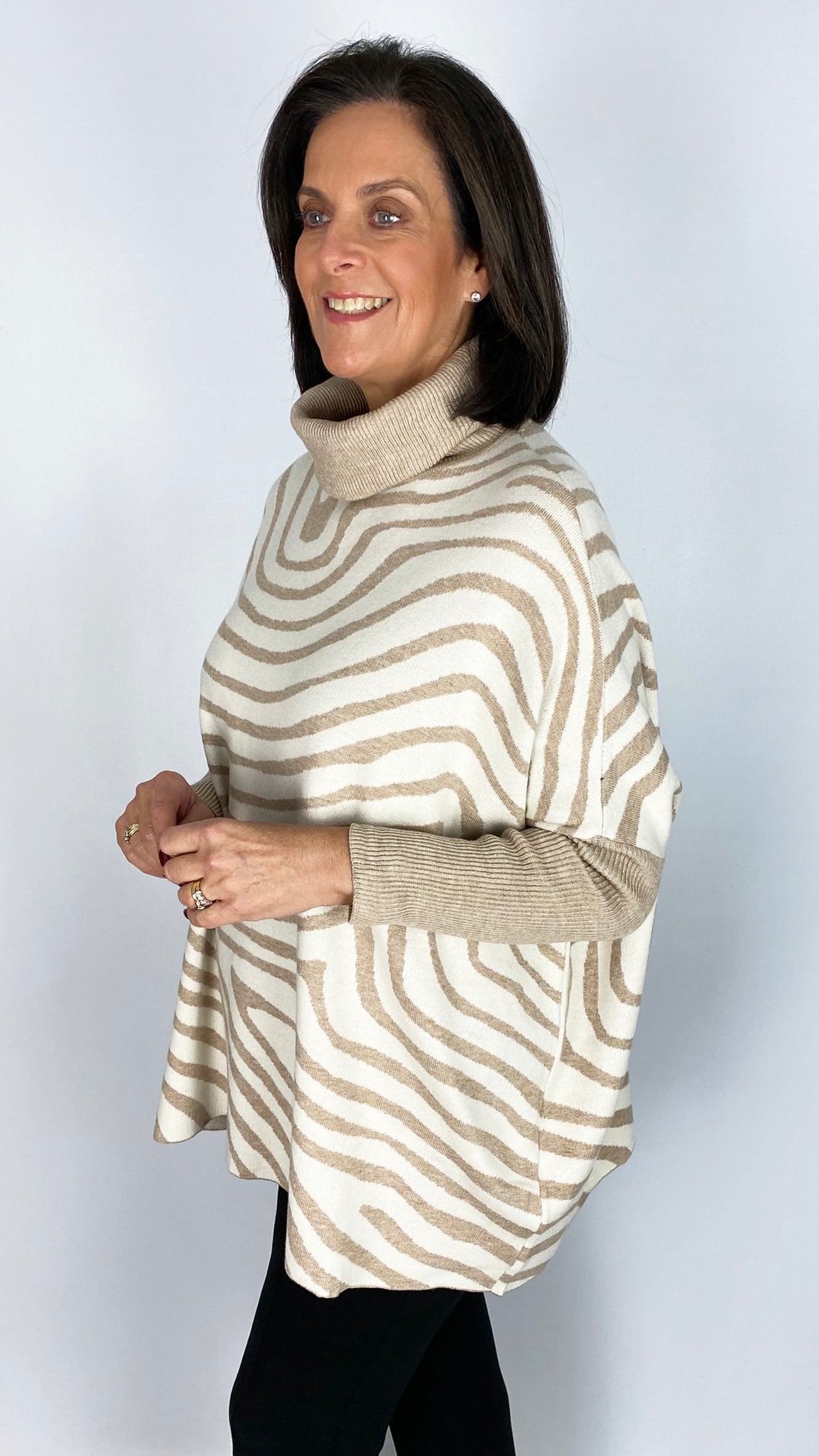 Zebra print rollneck poncho jumper | 4 Colours | last 1s
