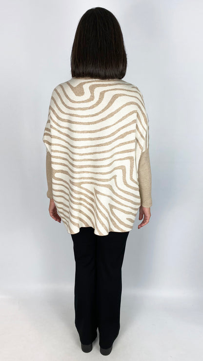 Zebra print rollneck poncho jumper | 4 Colours | last 1s