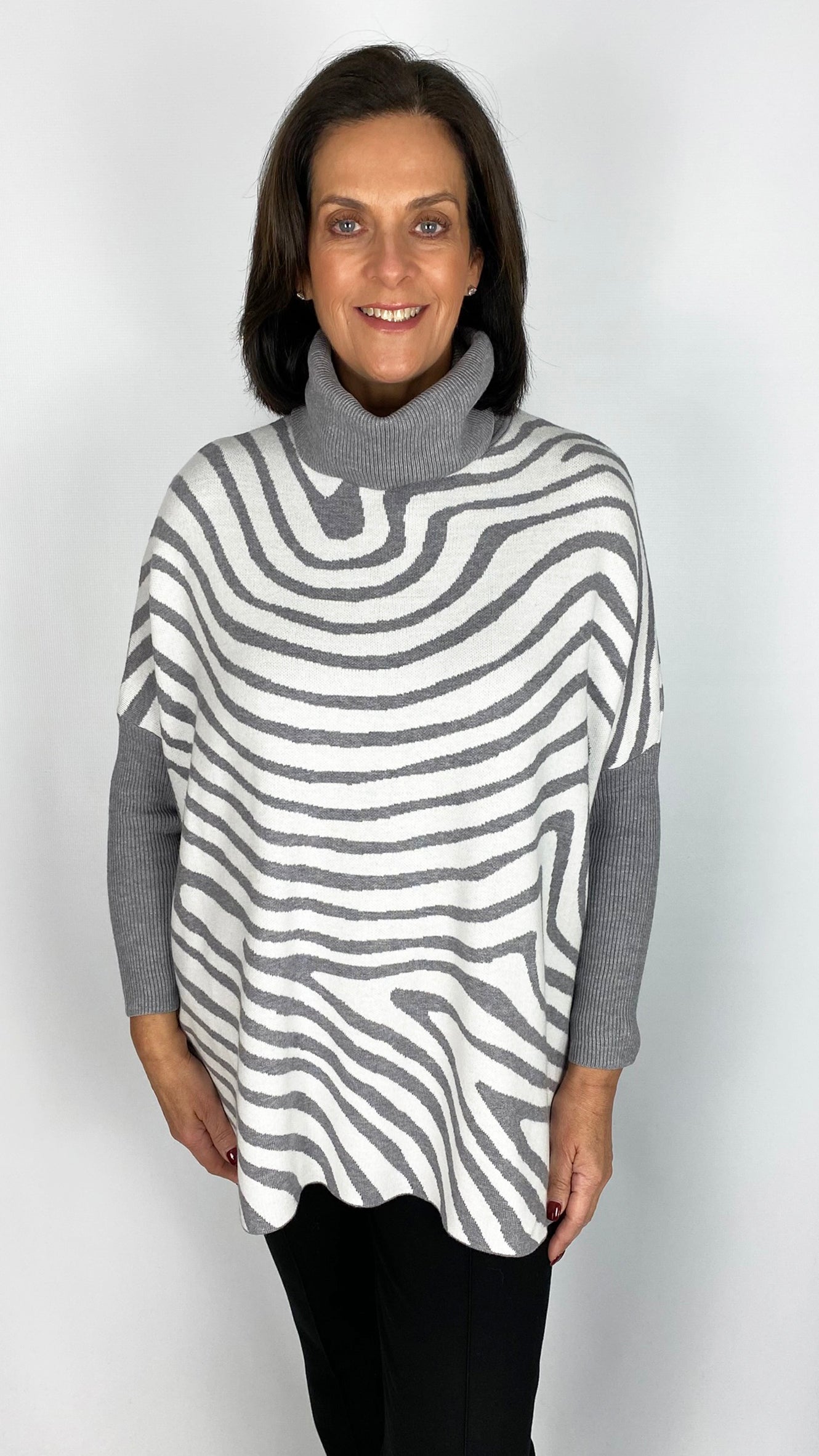 Zebra print rollneck poncho jumper | 4 Colours | last 1s