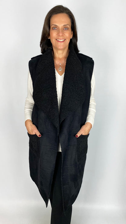 Faux shearling waterfall gilet | 3 Colours