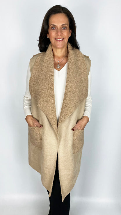 Faux shearling waterfall gilet | 3 Colours