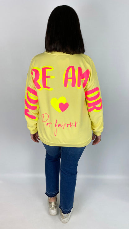 'More Amor' neon slogan sweatshirt | 6 Colours