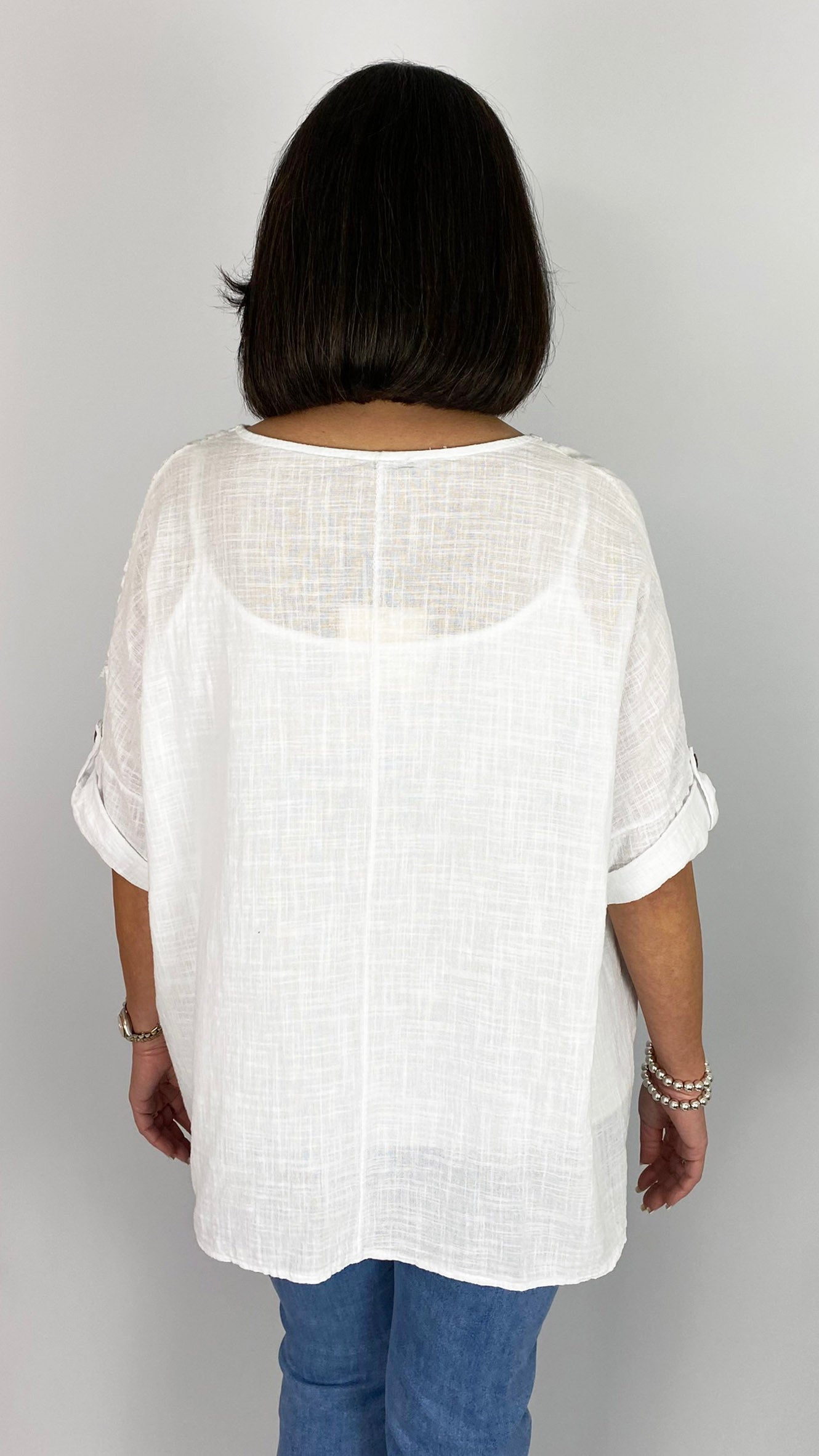 Cotton open-knit panel detailing top | 3 Colours