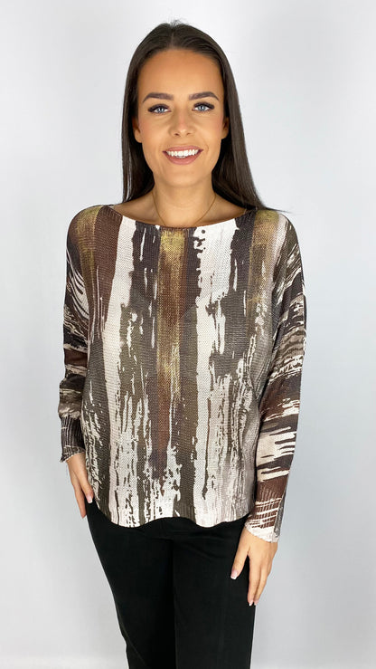 Print & foiled woven batwing top | 2 Colours