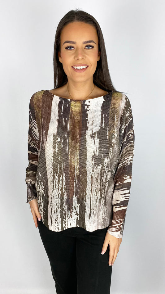 Print & foiled woven batwing top | 2 Colours
