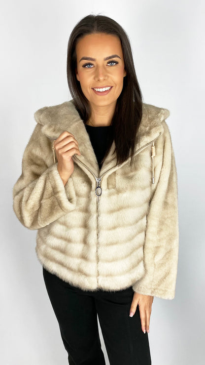 Luxury faux fur zip-through hooded jacket | 2 Colours