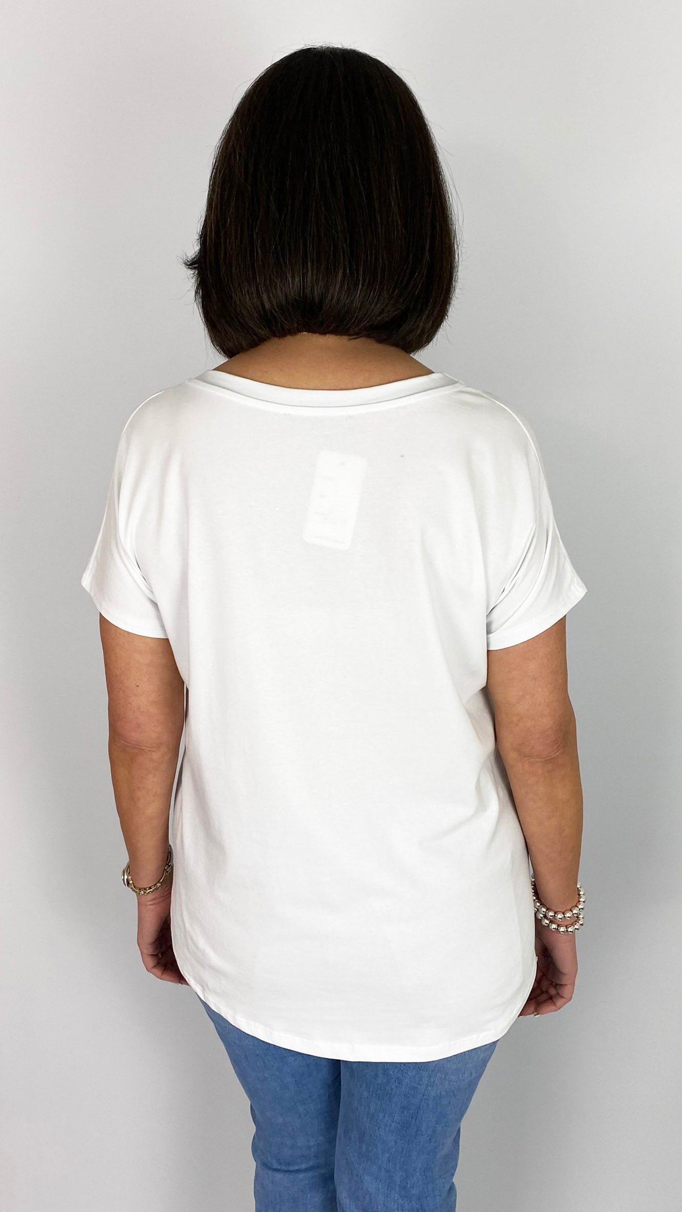 Designer-inspired feather graphic T-shirt | White/Blue