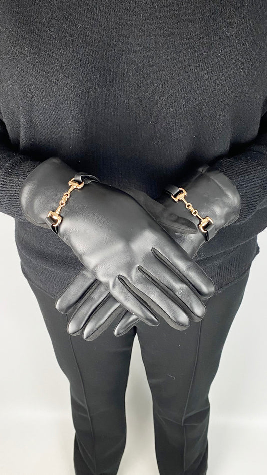 Faux leather buckle detail gloves | 3 Colours