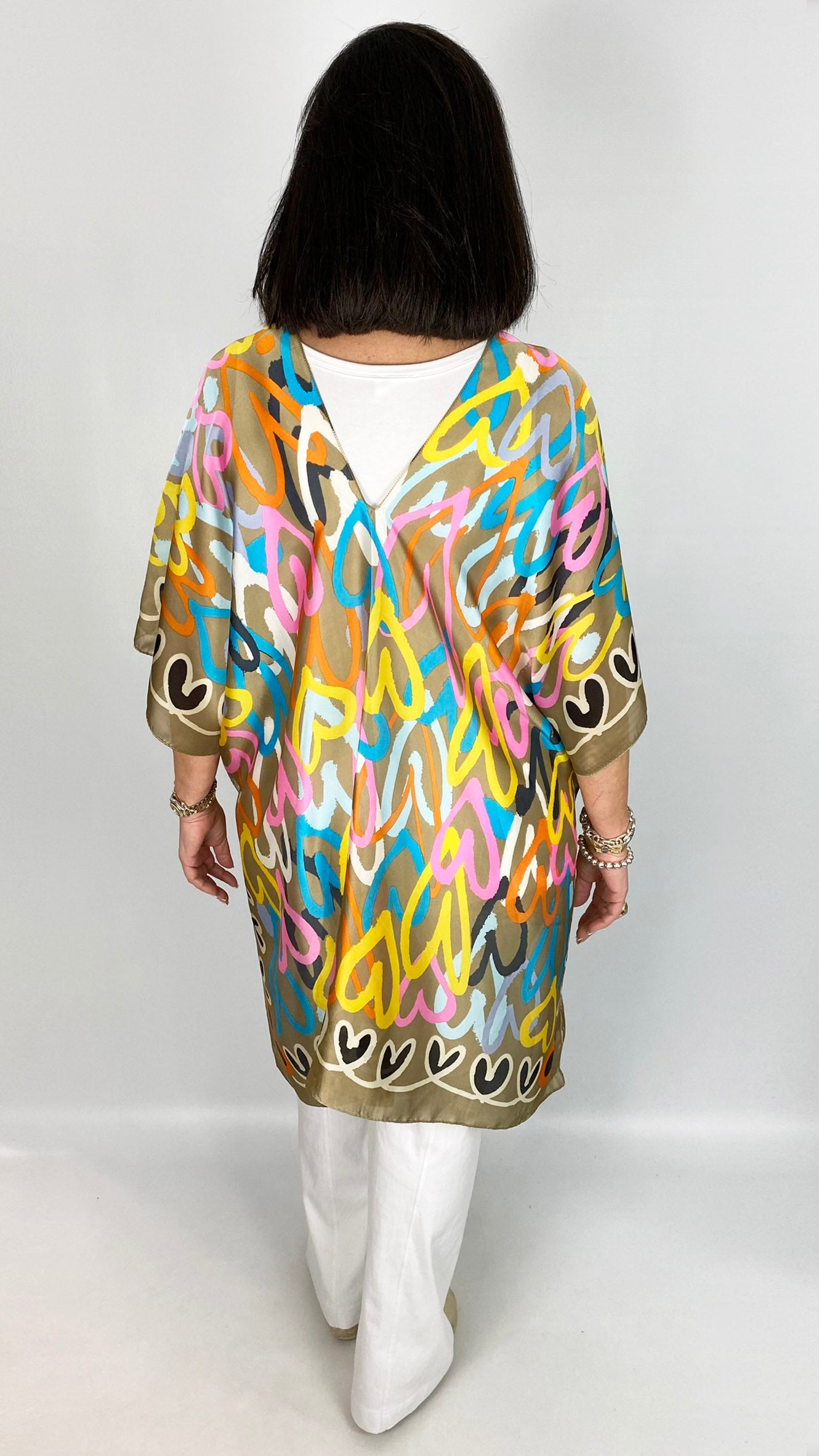 Silk feel heart print kaftan & scarf set | 3 colours | by Malissa J