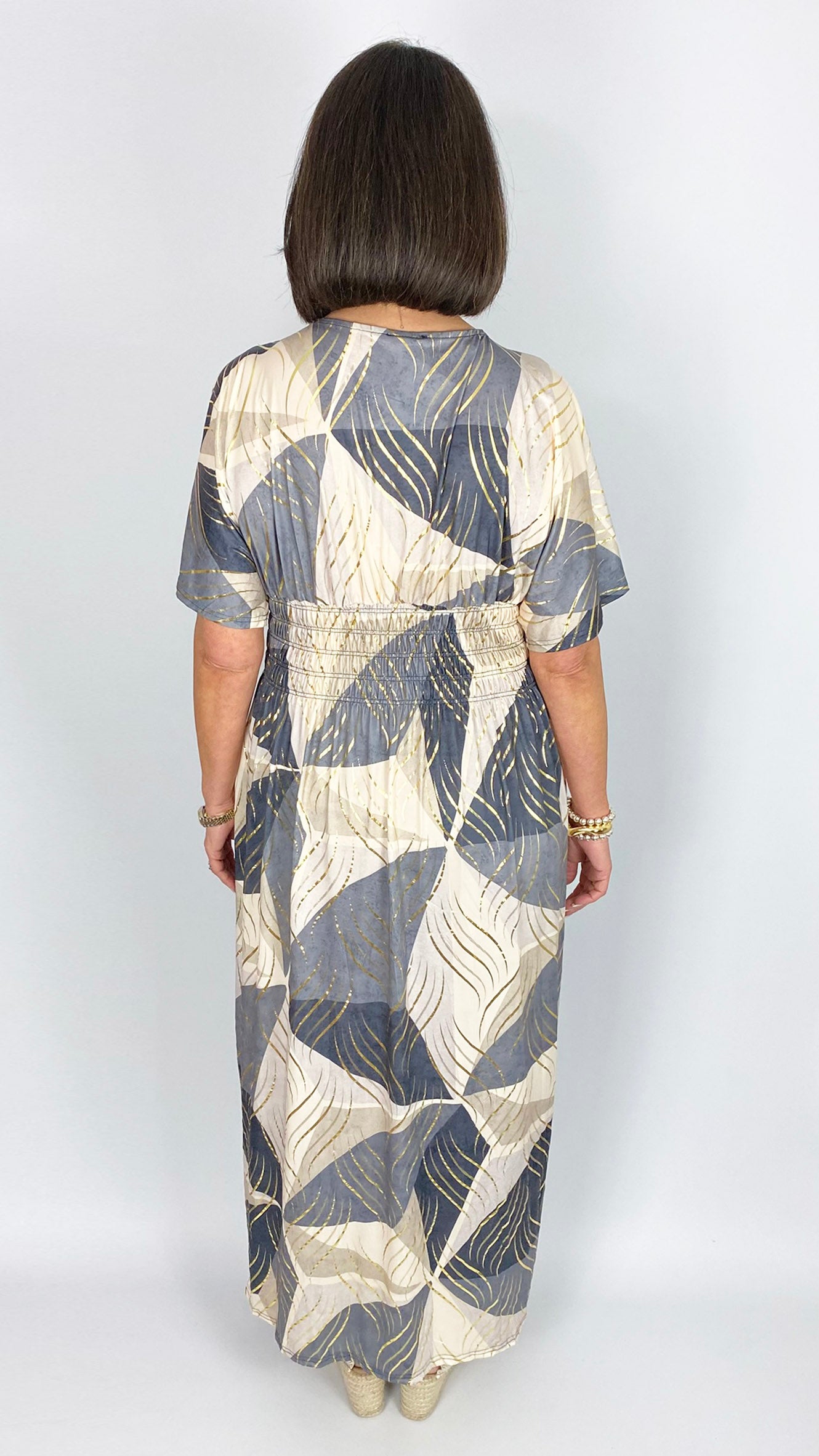 Abstract print crease-free crossover maxi dress | 3 Colours