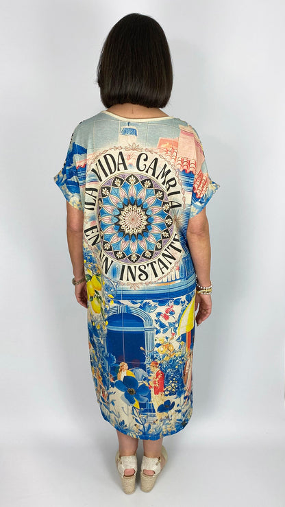V-neck print lurex midaxi dress | 2 Prints | last 1
