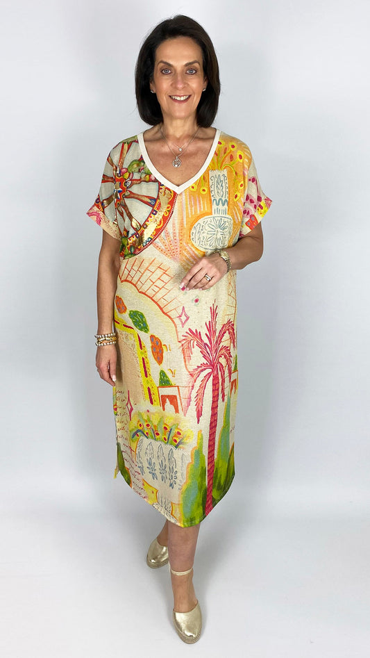 V-neck print lurex midaxi dress | 2 Prints | last 1