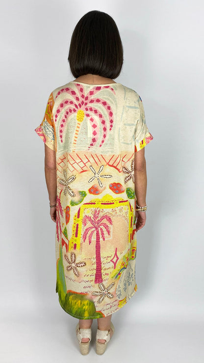 V-neck print lurex midaxi dress | 2 Prints | last 1