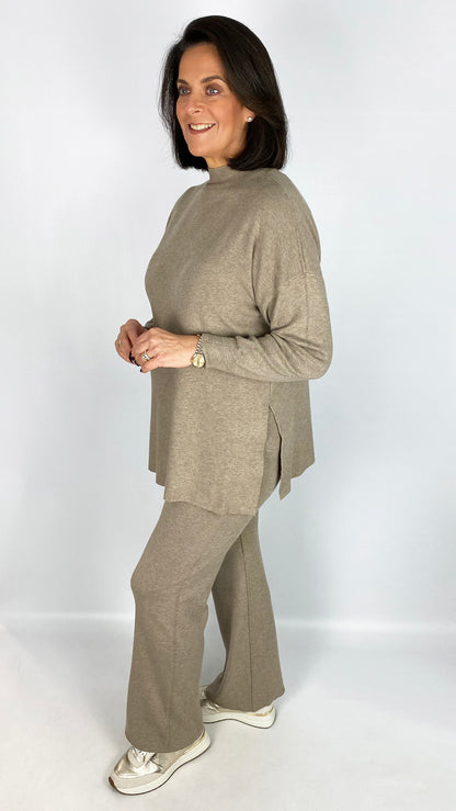 Turtle neck jumper & wide-leg trouser knitted set | 2 Colours