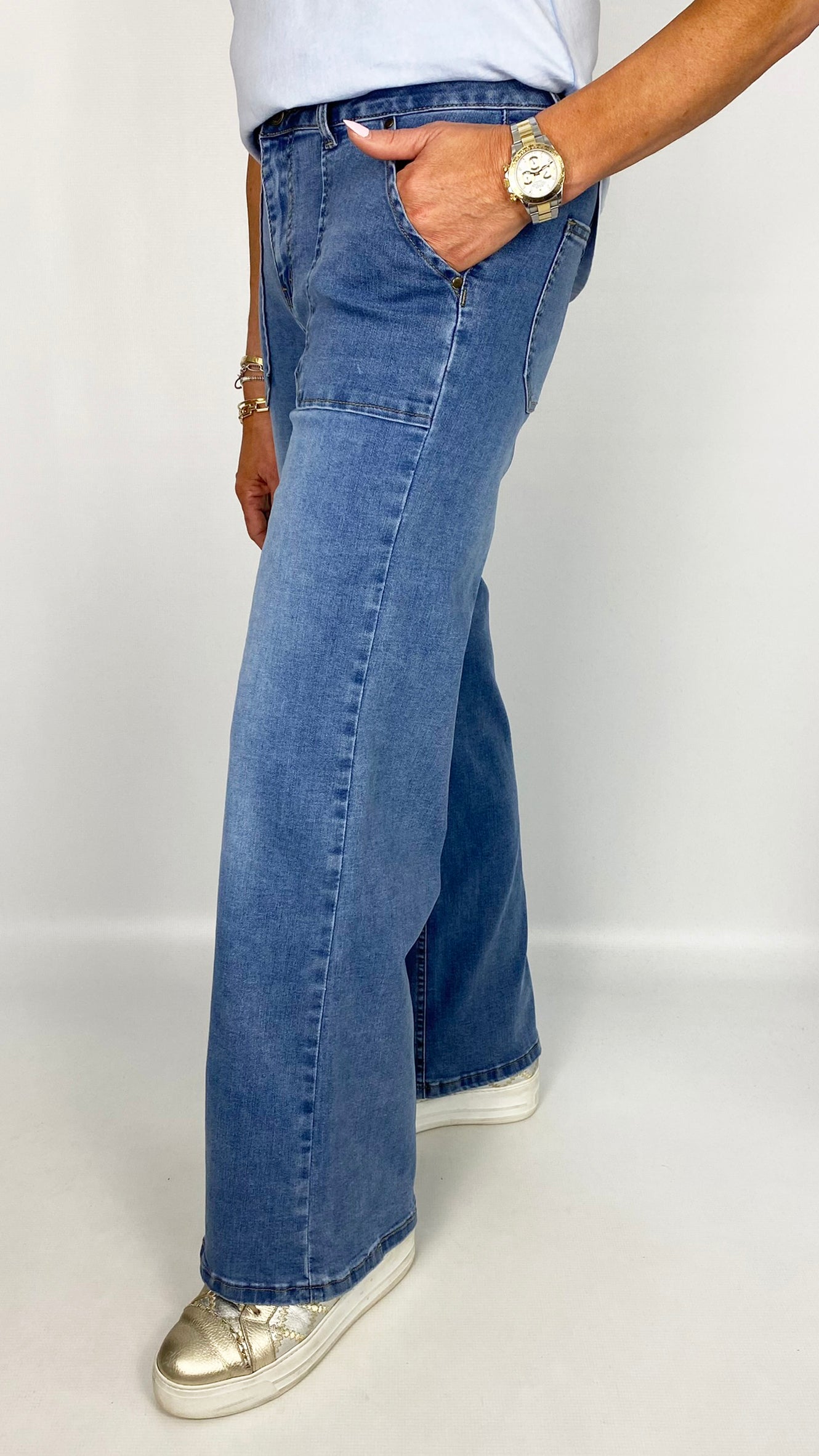 Toxik feature pocket wide-leg stretch jeans | Denim