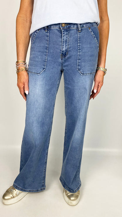 Toxik feature pocket wide-leg stretch jeans | Denim