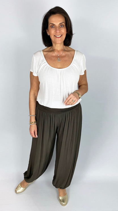 Ruched waistband jersey hareem pants | 3 colours