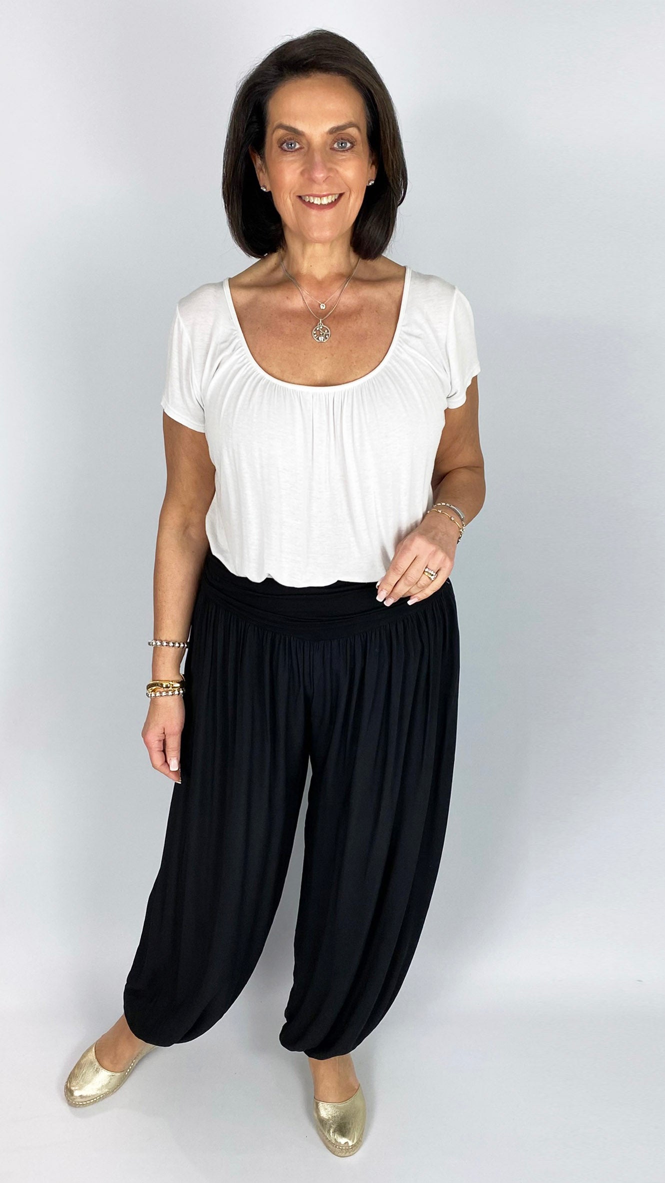 Ruched waistband jersey hareem pants | 3 colours