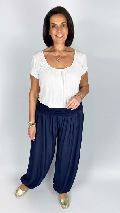 Ruched waistband jersey hareem pants | 3 colours