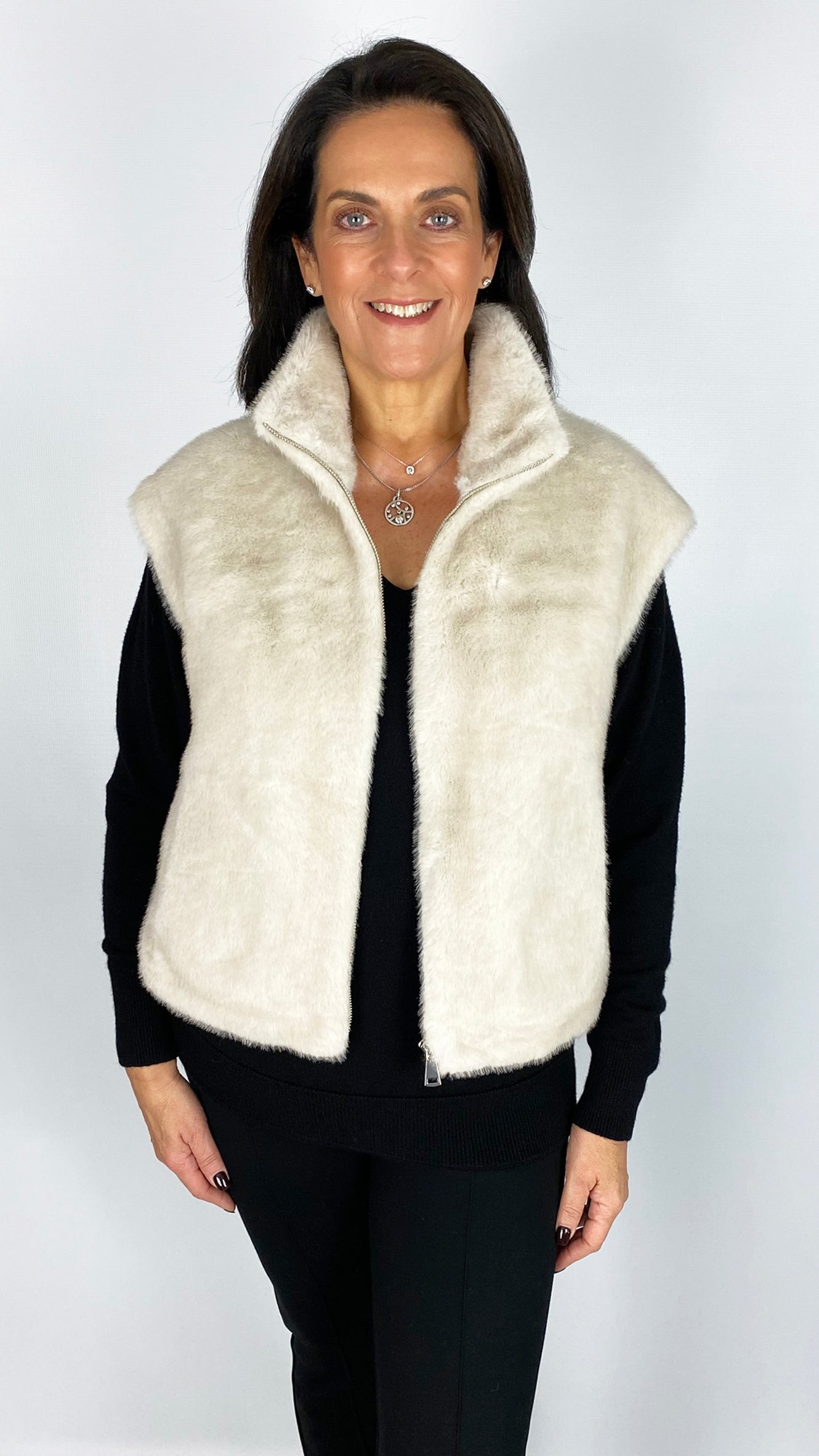 Luxury faux fur zip-through gilet | 2 Colours