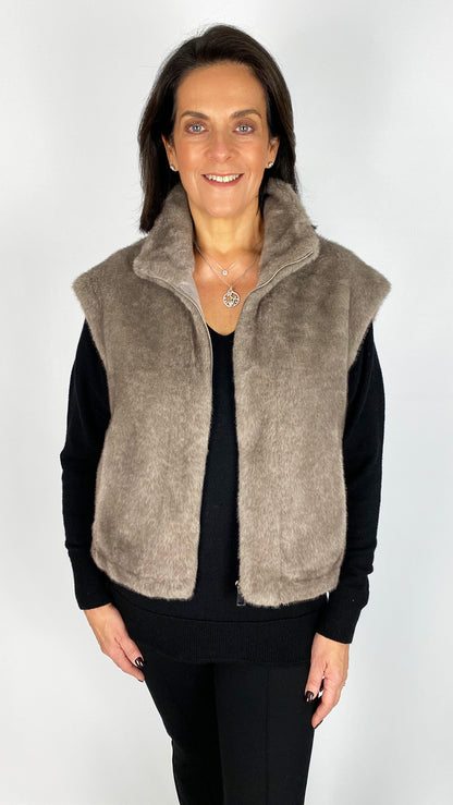 Luxury faux fur zip-through gilet | 2 Colours