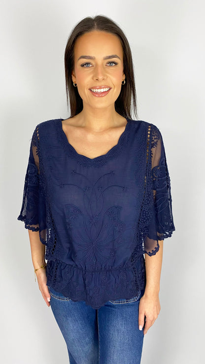 Crochet & lace butterfly top | 4 Colours