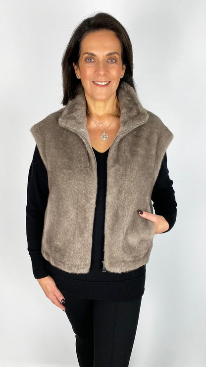 Luxury faux fur zip-through gilet | 2 Colours