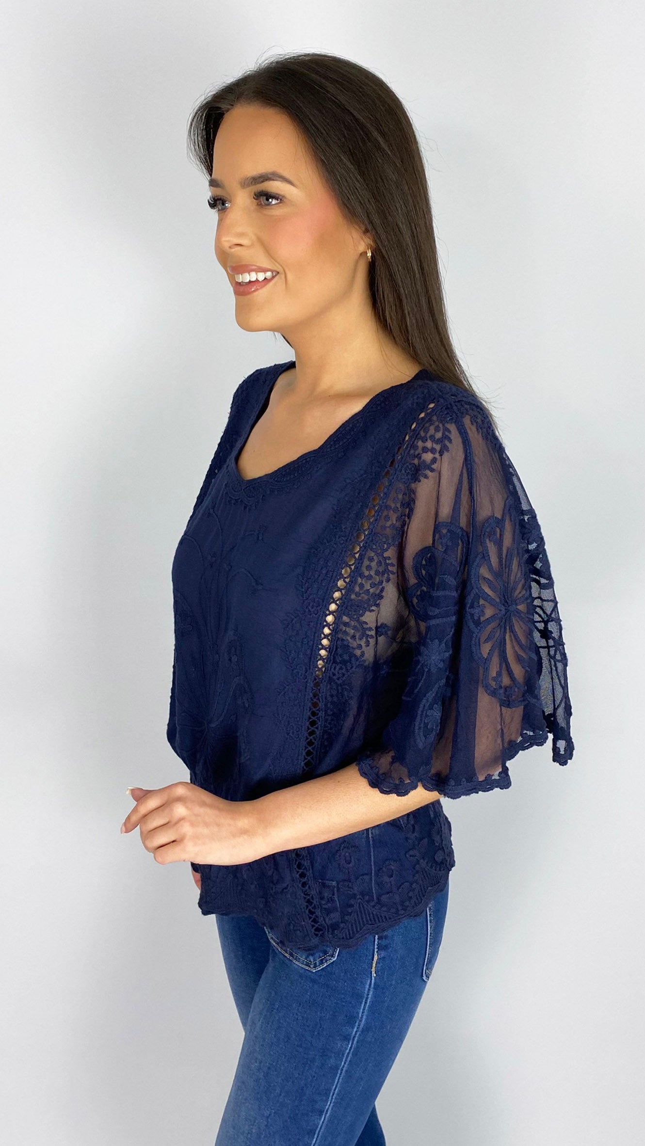 Crochet & lace butterfly top | 4 Colours