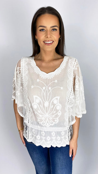 Crochet & lace butterfly top | 4 Colours