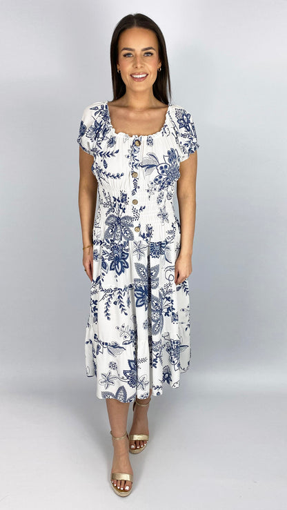 On/off-the-shoulder floral print tiered midi dress | 4 Colours