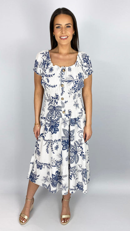 On/off-the-shoulder floral print tiered midi dress | 4 Colours