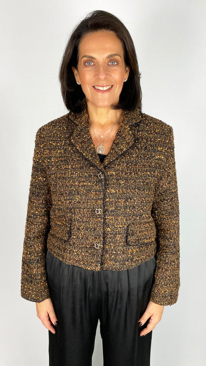 Metallic thread tweed designer-inspired jacket
