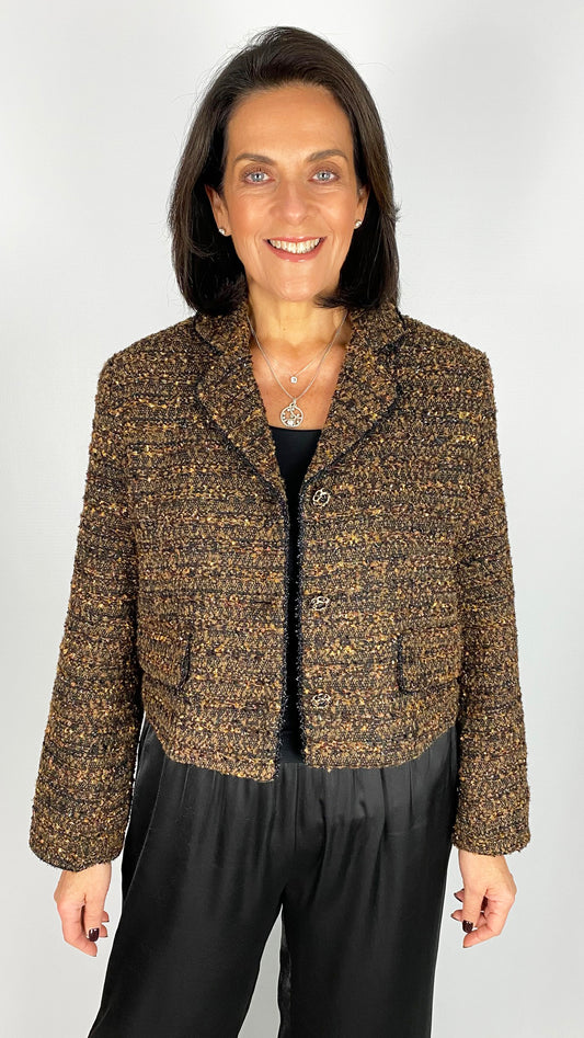 Metallic thread tweed designer-inspired jacket