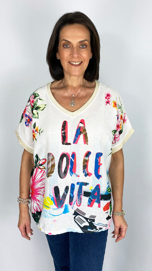Printed motif v-neck top | 5 Prints