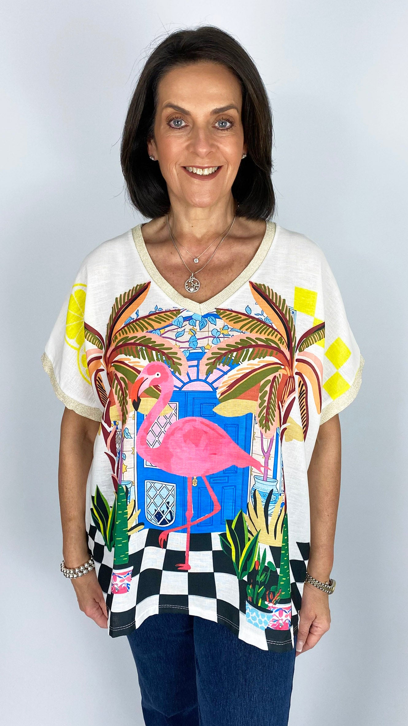 Printed motif v-neck top | 5 Prints