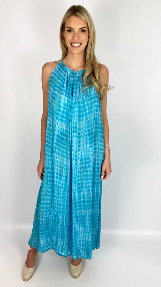 Sleeveless halter natural tie dye long dress | 3 Colours