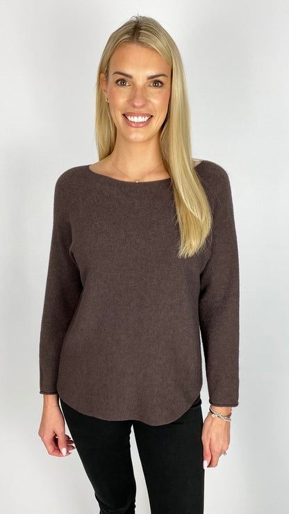 Essential curved hem slash neck jumper |6 Colours | Last 1s