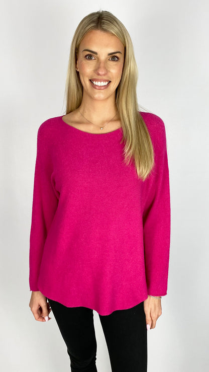 Essential curved hem slash neck jumper |6 Colours | Last 1s