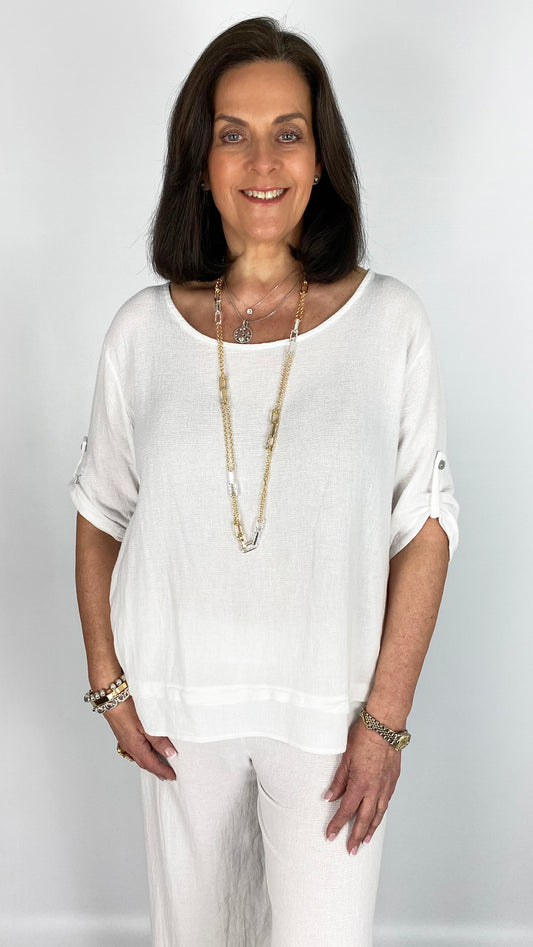 Cotton & linen mix layered hem top | 4 Colours | last 1s