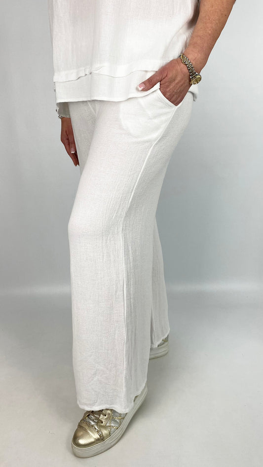 Cotton & linen mix wide-leg trouser | 3 Colours