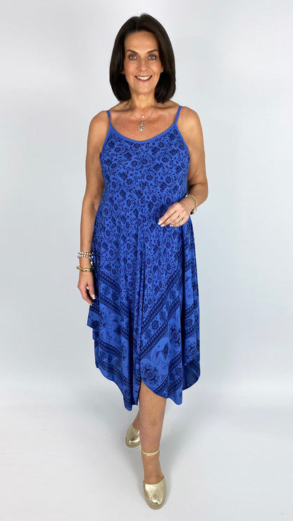Handkerchief hem print strappy dress | 4 Colours