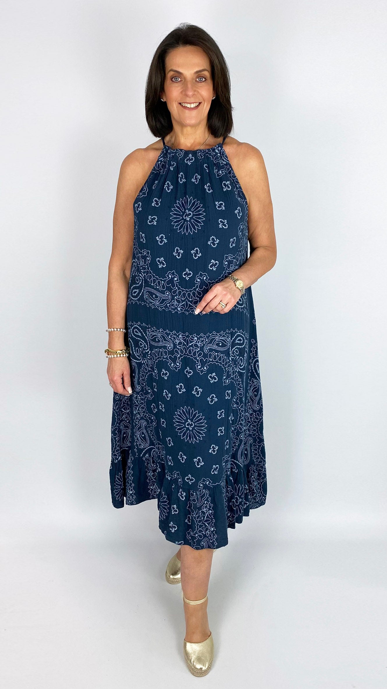 Bandana print cheesecloth halterneck dress | 4 Colours