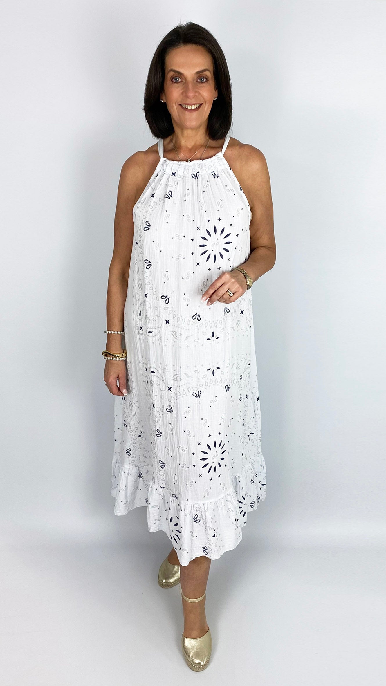 Bandana print cheesecloth halterneck dress | 4 Colours