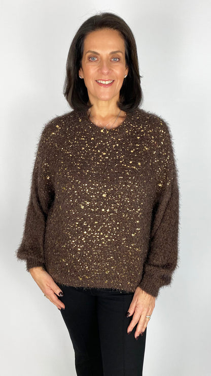 Gold foiled fluffy jumper | 3 Colours