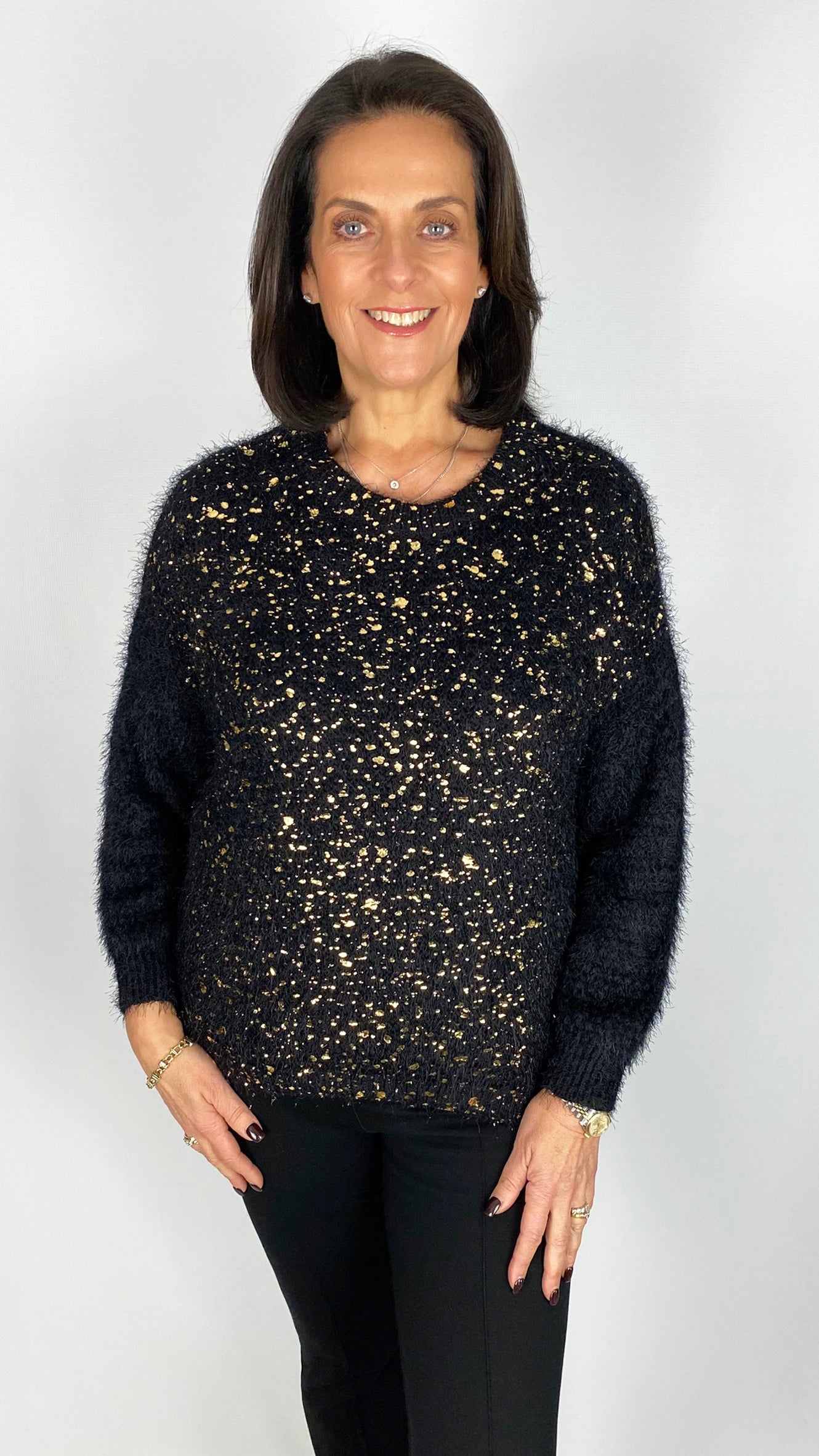 Gold foiled fluffy jumper | 3 Colours