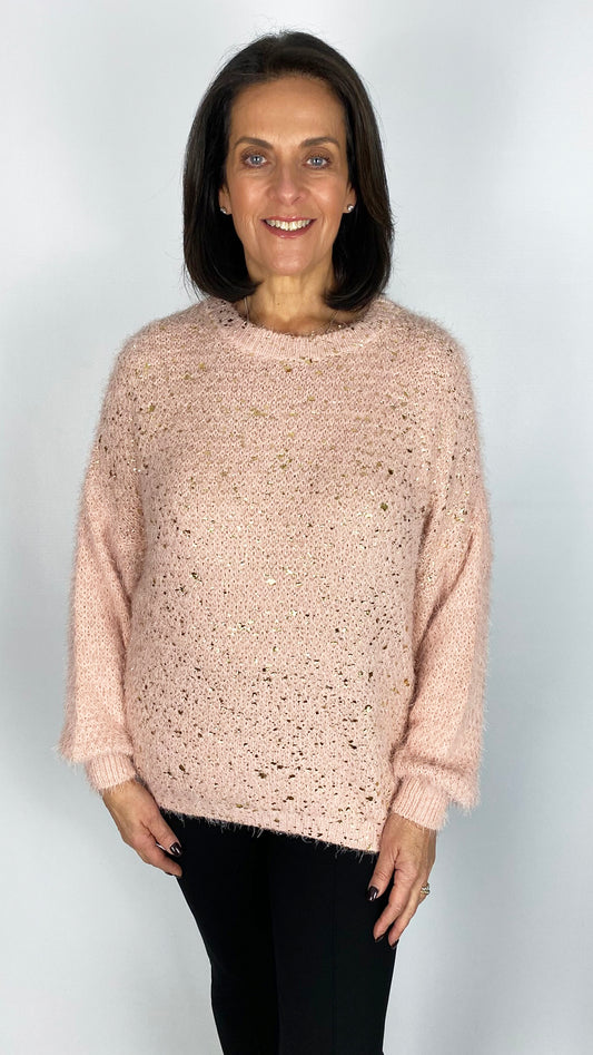 Gold foiled fluffy jumper | 3 Colours
