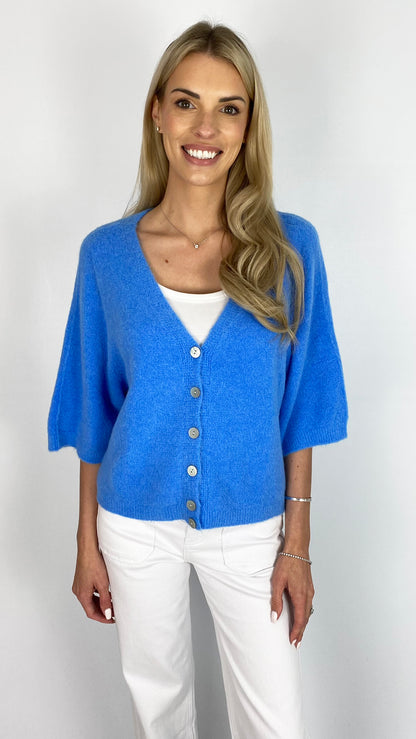 Soft v-neck half-sleeve cardigan | 6 Colours